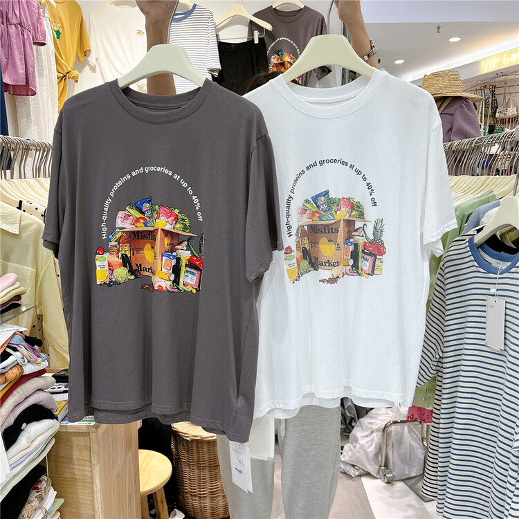 [malt] vegetable print personalized short sleeve T-shirt 3082# XYJ
