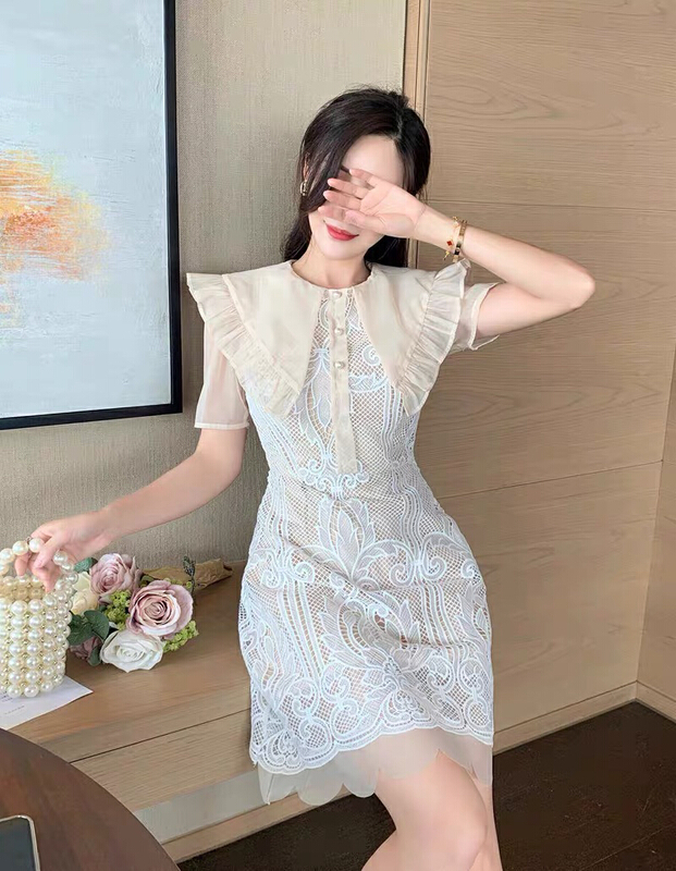 New in early summer! [Xinran] niche design Lapel temperament slim dress 6083-1# PCZ