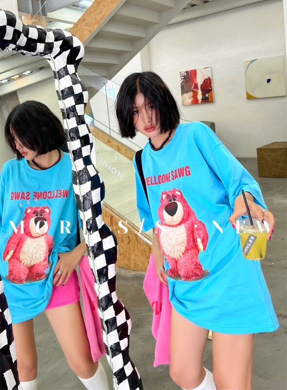 New in early summer! [more] Korean cartoon bear print short sleeve T-shirt 8867# ozq