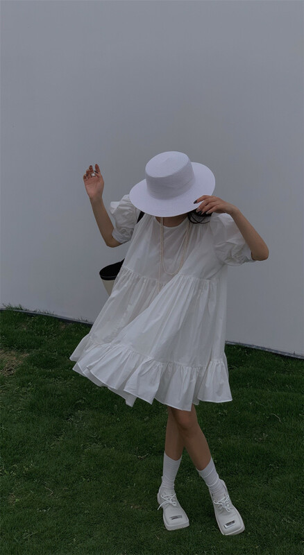 New in early summer! [INSS] round neck simple lady slim dress 90203# LSL