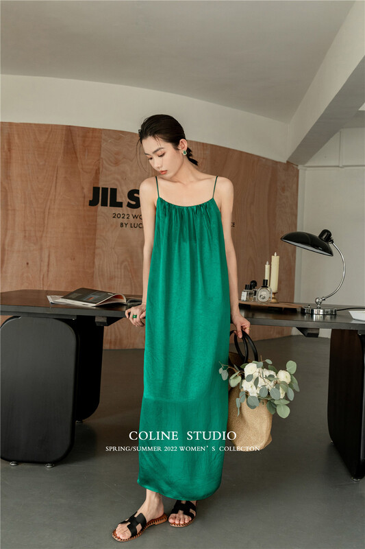 New in early summer! [Coline] sexy loose sling long dress c2099a# hyy