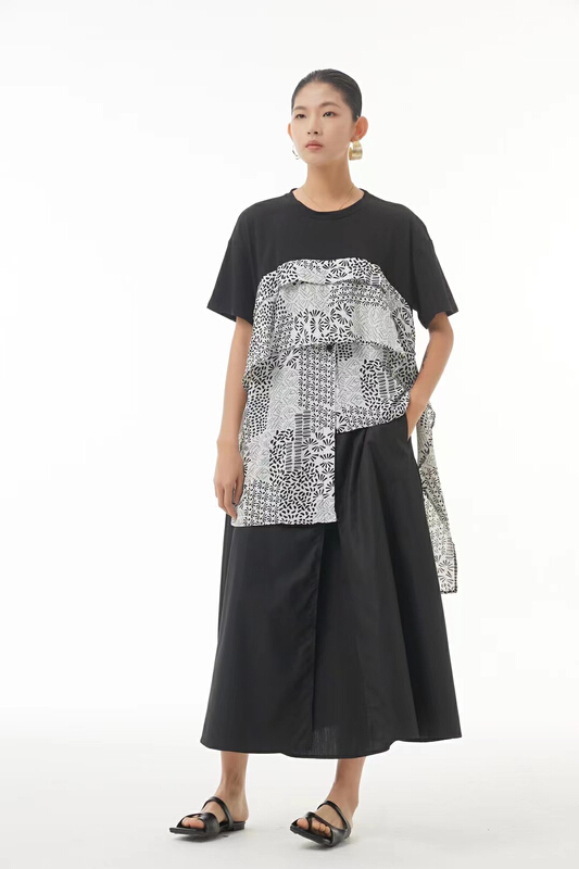 New in early summer! [cyard] fake two piece ribbon Pullover short sleeve T-shirt 85131# Cl