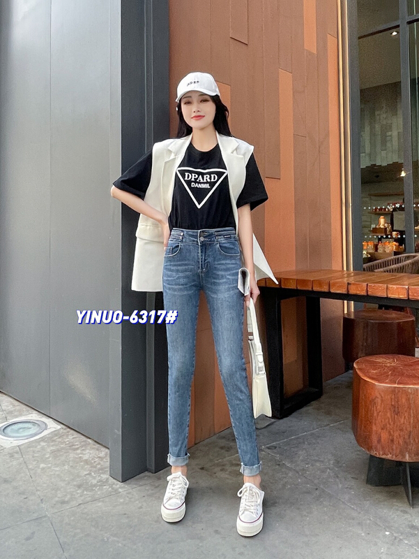 New year in early spring! [Yinuo Yinuo denim] elastic versatile small leg jeans 6317# ZSY