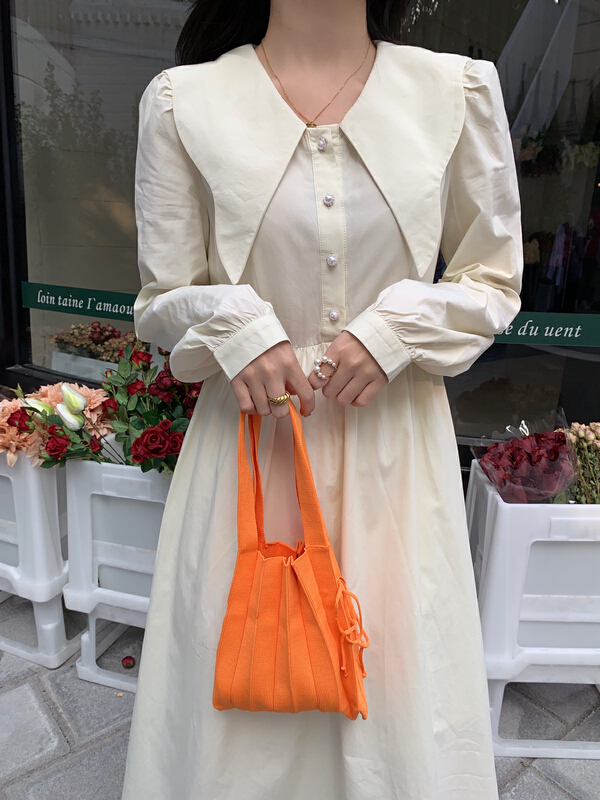 New year in early spring! 【5】 Lady little fresh pearl button dress 7907# L