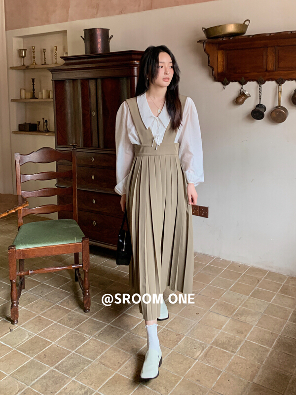 New year in early spring! [s.room] simple solid color medium length strap skirt sd2313# LSL