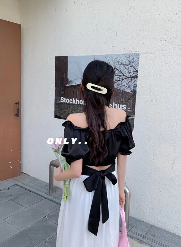 New in early summer! [only] front and back one shoulder open back bandage small shirt 562# JJ
