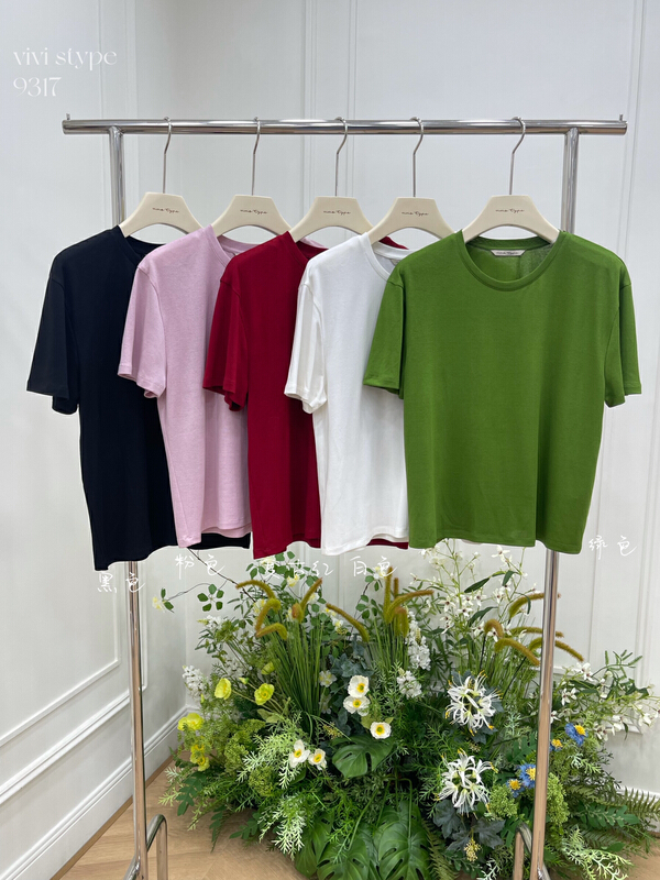 [vis type] Korean versatile multicolor basic round neck shirt 9317# hjy