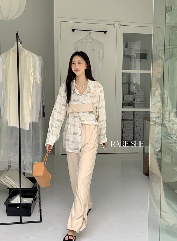 goods in stock! [rare she] split wrinkle versatile solid casual pants 5185# LSW