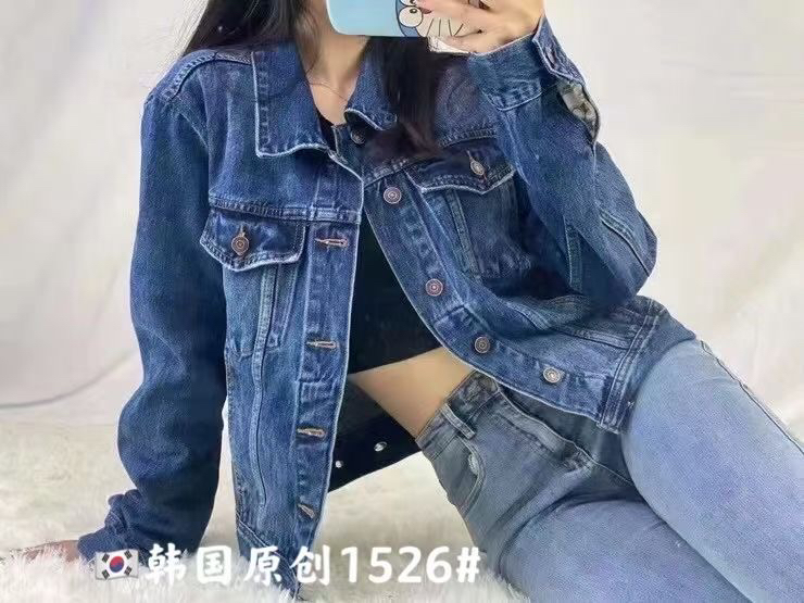 Early spring! [thgz fairy tale princess] Korean double craft washing temperament denim jacket 1526-2# JJ