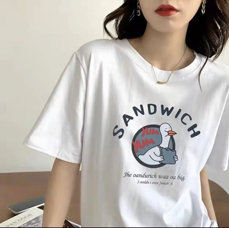 [miss Xi Xi] duck print Korean Casual Short Sleeve T-shirt 1303# Cl