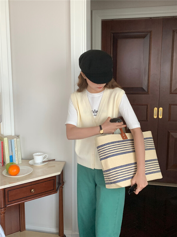 [feeding] Korean solid color breasted vest (including 6% wool) ys3-619# cqw