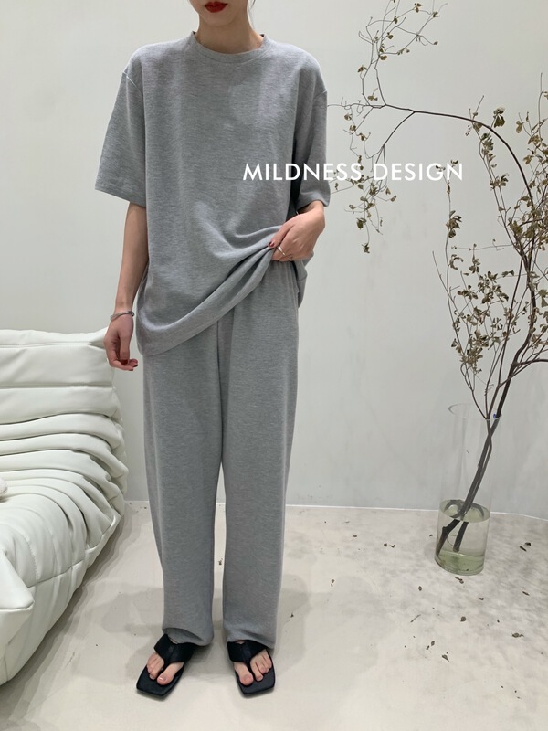 New year in early spring! [mildness] waffle cotton Pullover short sleeve T-shirt + loose and simple casual pants set mzy132# ZSY