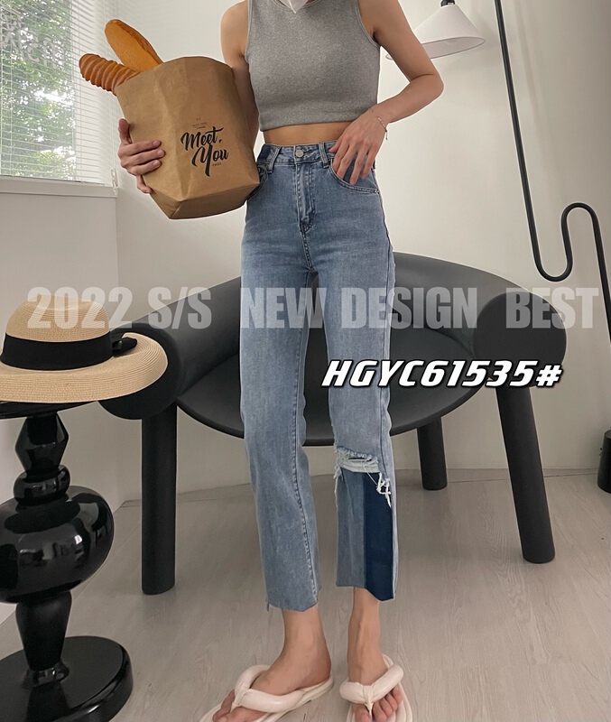 New in early summer! [original in Korea] trend characteristic shadow smoke tube jeans 61535# L