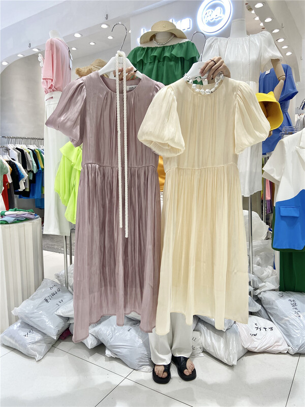 [Jun Jun] French style slim bubble sleeve dress 168858# CLS