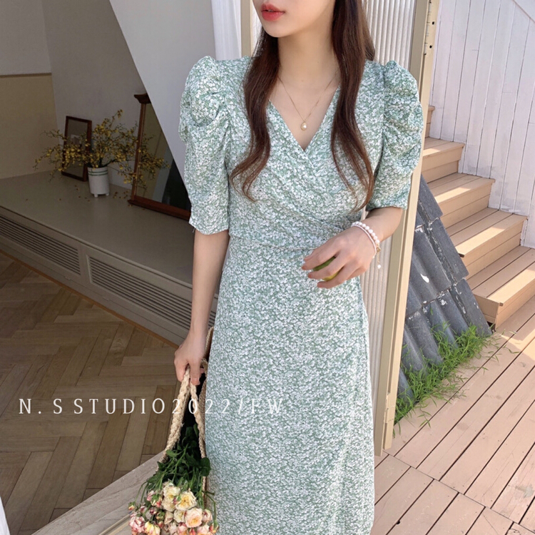 [N.S] French temperament one piece lace up floral dress ys1229# WPL