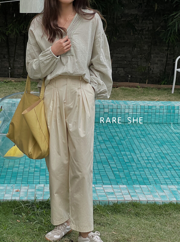 New year in early spring! [rare she] Korean version solid color loose comfortable casual pants 5065# LSW