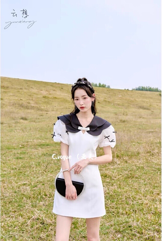 [c.vogue] French retro bowknot doll neck design dress (skirt only) 88020# PCZ