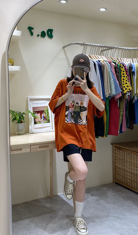 New in early summer! [da. 7] fashionable and versatile figure printed short sleeved T-shirt (T-shirt only) 2576-1# LSL