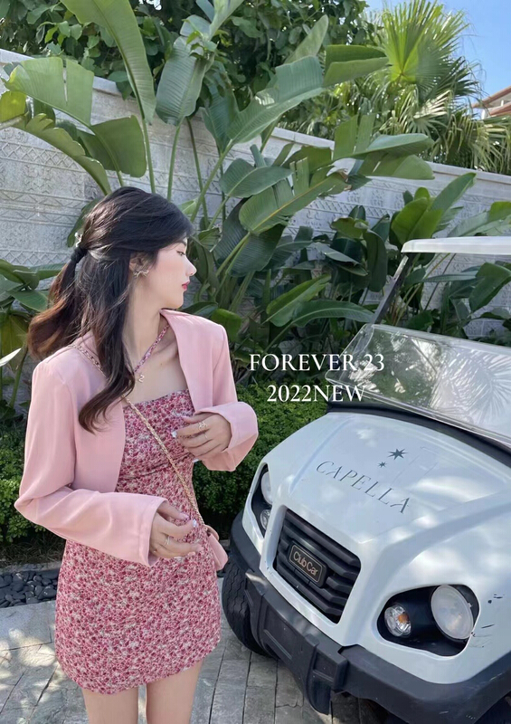 New year in early spring! [forever23] Korean little sister's design sense pure desire broken flower suspender dress a2023# hjy