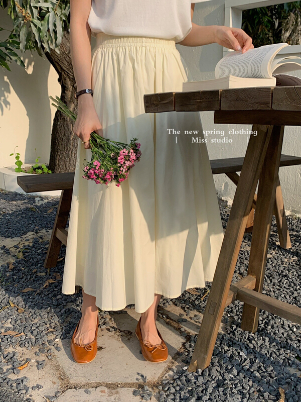 New year in early spring! [miss miss miss home] Korean version elastic waist clean color skirt l6602# ZSY