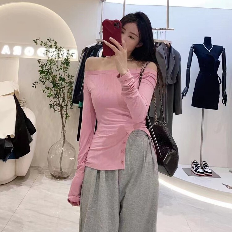 New in early summer! [toko. Z] Korean one neck split bottomed shirt 2223# cqw