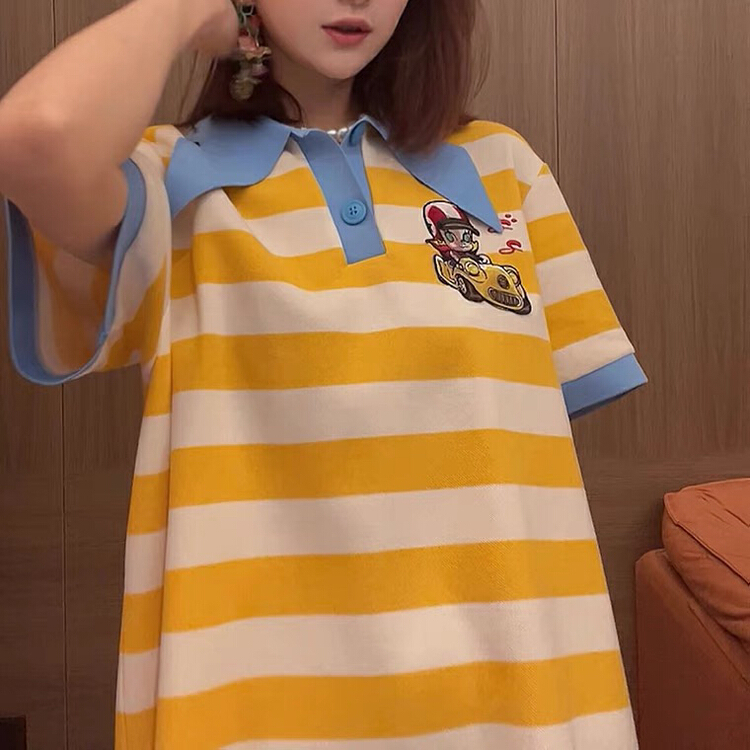 [Kiki studio] Korean casual large loose short sleeved dress 5877# hjy