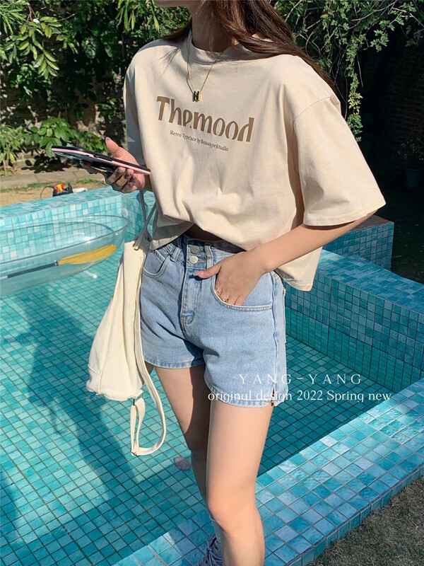 New in early summer! [Yang-Yang] Korean loose letter Casual Short Sleeve T-shirt 6068# CLS