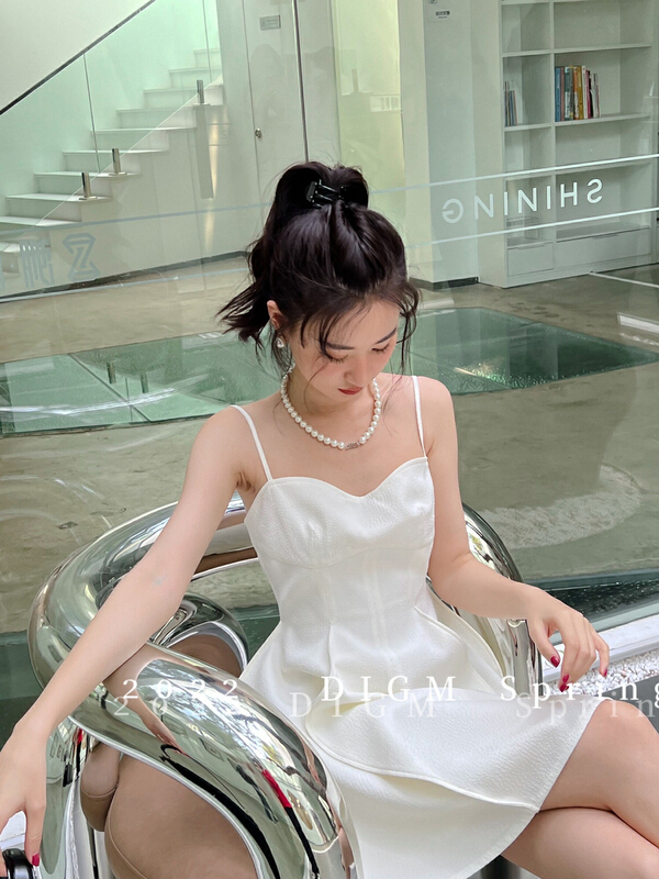 [digm] solid color suspender sexy dress 3518# zxx