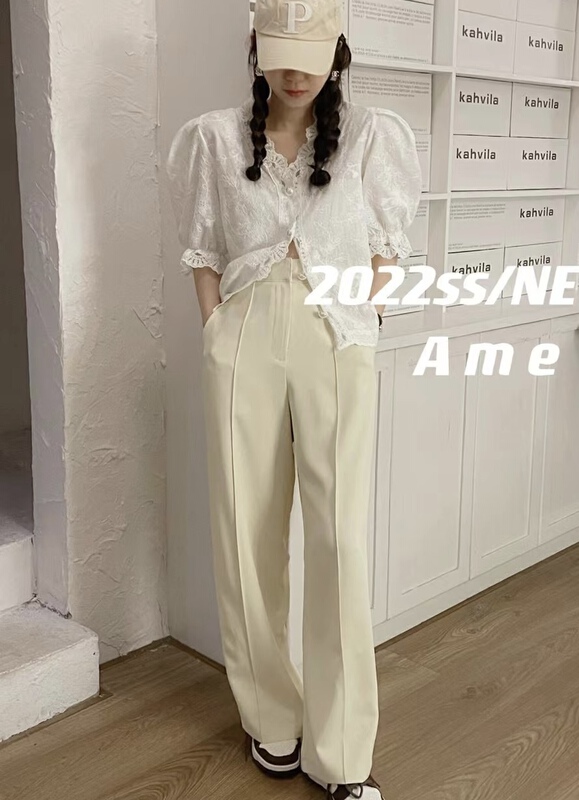 [ame] straight tube loose wide leg casual pants 73828# XYJ