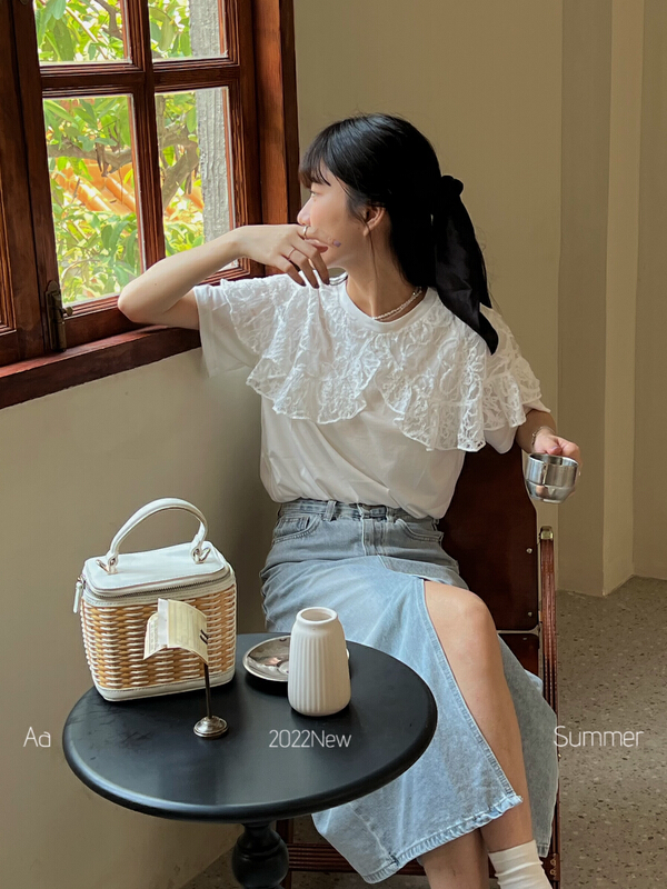 [AA studio] Korean lace stitching blouse 6087# WPL