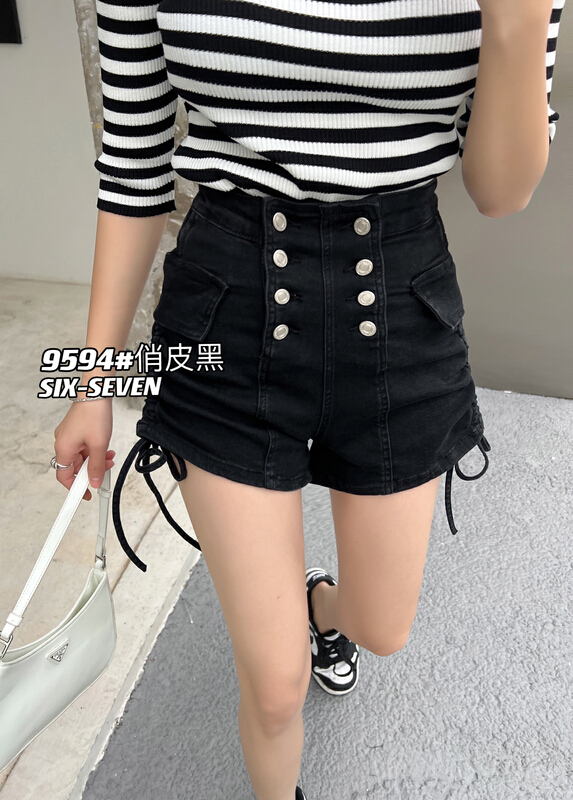 New in early summer! [six seven] Korean drawstring high waist jeans 9594# CLS