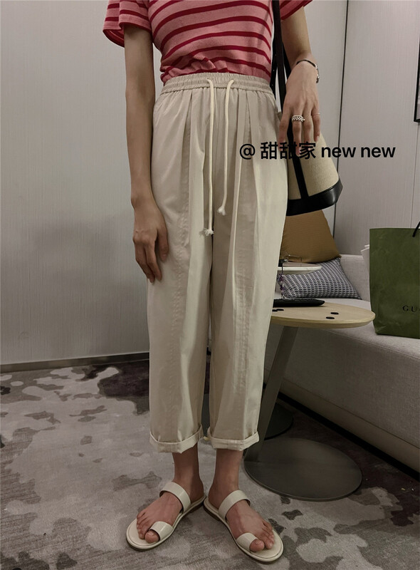 [tiantianjia] elastic waist loose and versatile casual pants t967# L