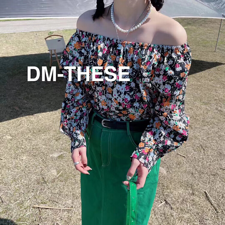 Original price 32.71! New in early summer! [I-D] Korean retro one shoulder floral shirt 820# L
