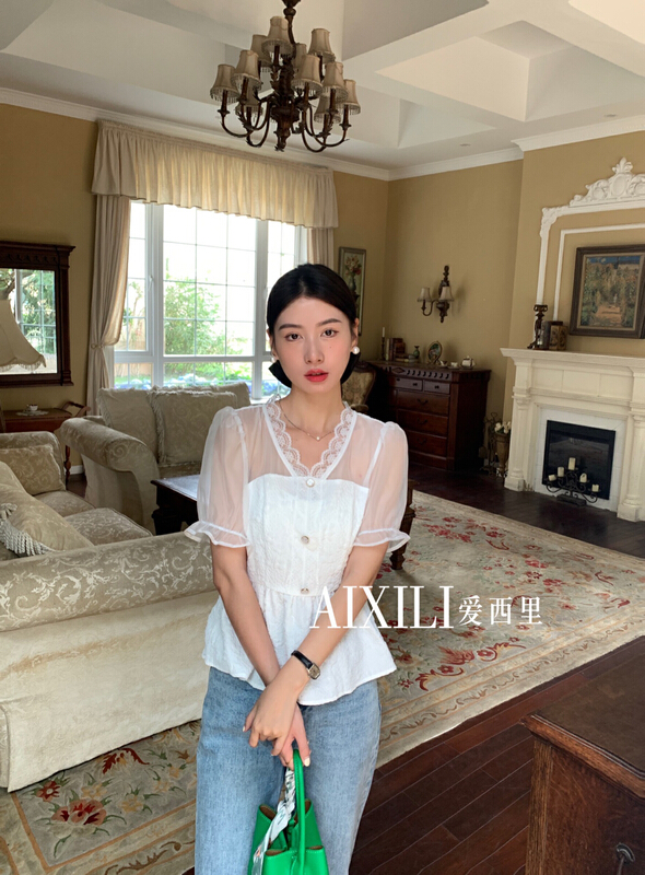 New in early summer! [aixili aisili] Chiffon fashion lady Korean small shirt 6030-1# WPL
