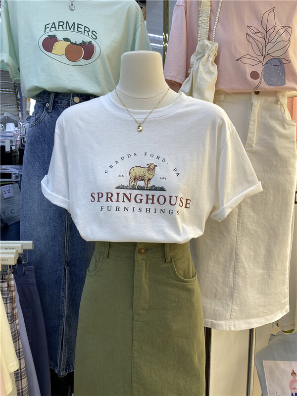 New in early summer! [Momo] Korean loose Casual Short Sleeve T-shirt 3821# HBx
