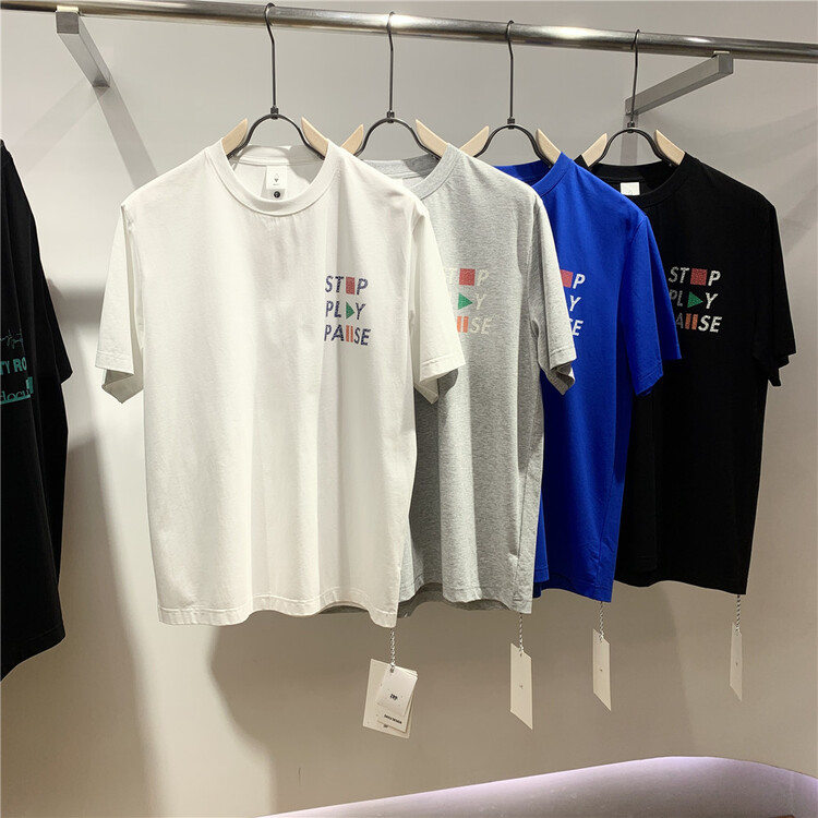 [quick simple] round neck loose print Casual Short Sleeve T-shirt 22085# ZZL