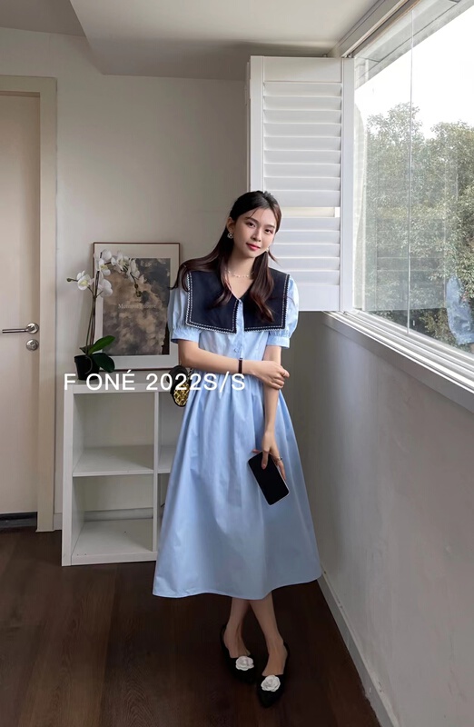 New year in early spring! [f one] Korean version college style Navy collar dress 56176# WPL