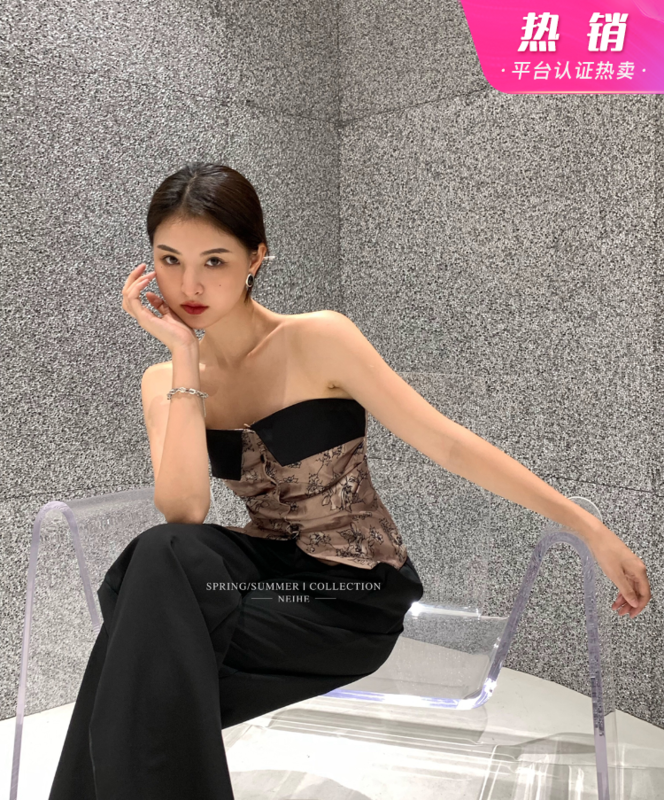 [neihe] advanced printing sleeveless vest / sling 11575# zxx