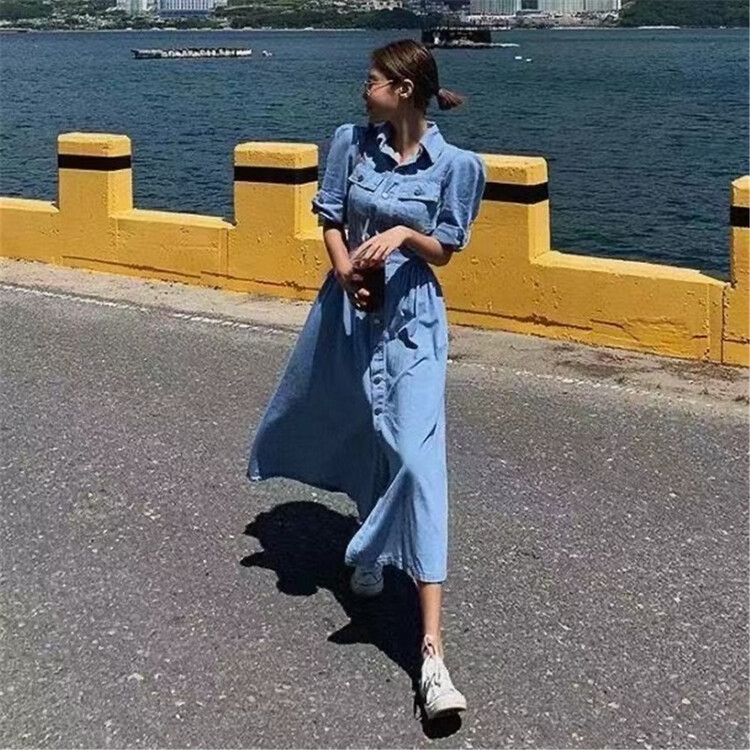 [Yulia] Korean washed breasted dress 2211# LSW