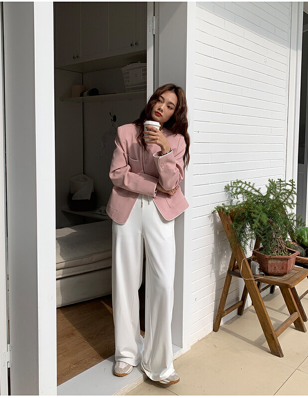 New year in early spring! [the mind] solid color straight tube versatile casual pants (with waist rope) 60158# jhy
