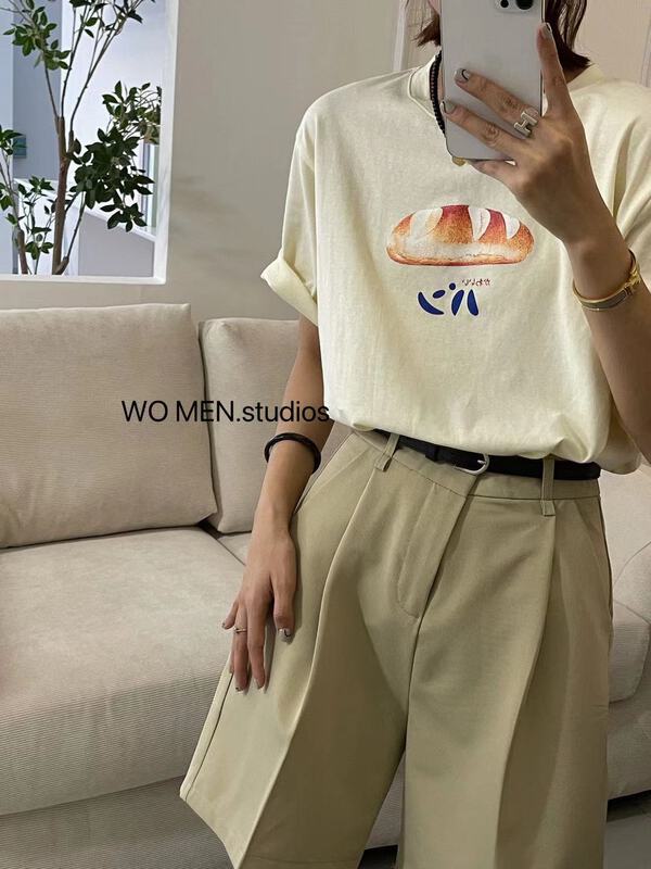 [Wo / men] simple and versatile bread printed short sleeve T-shirt 2360# zxl