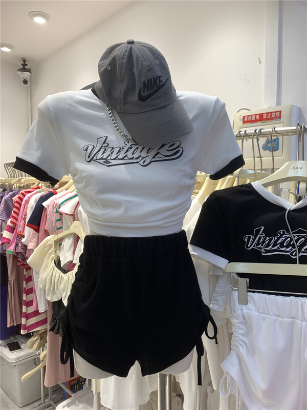 [Julia] Korean alphabet printed short sleeve T-shirt ys1-982# PCZ