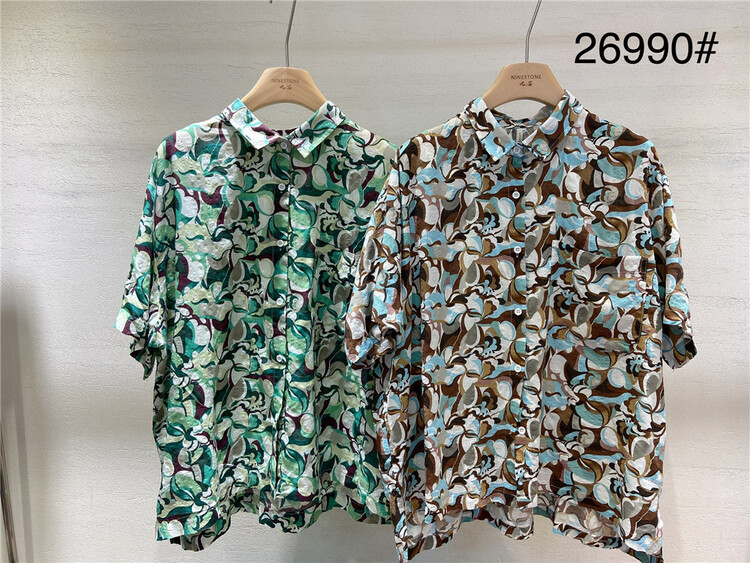 [ninestone nine stones] fashion color and texture personalized shirt 26990# L