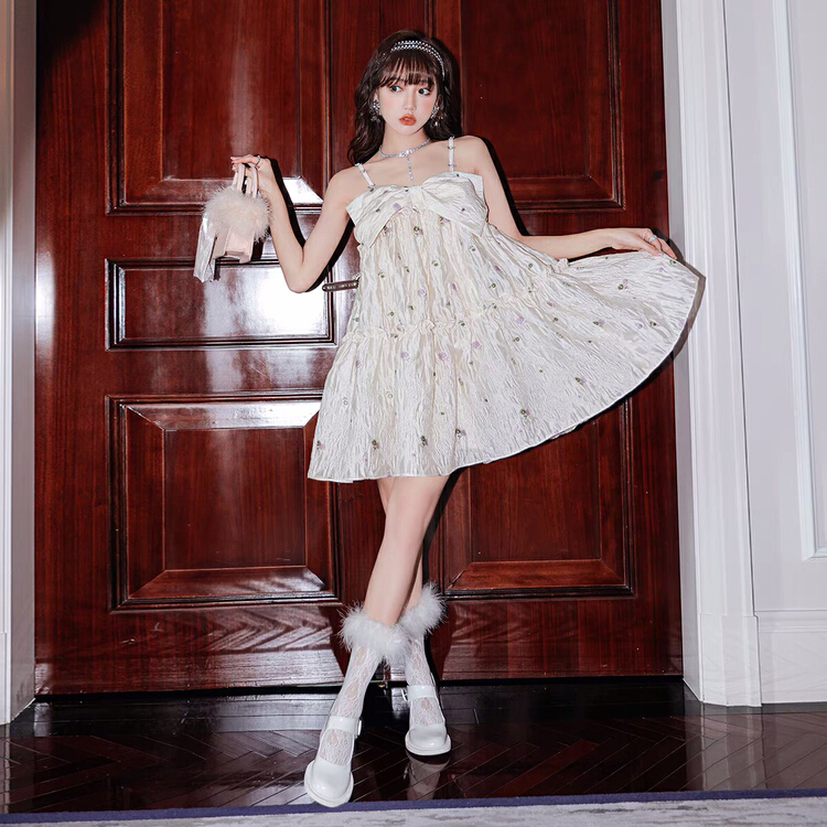 [iris] jacquard bow sweet doll dress 1-55# JJ