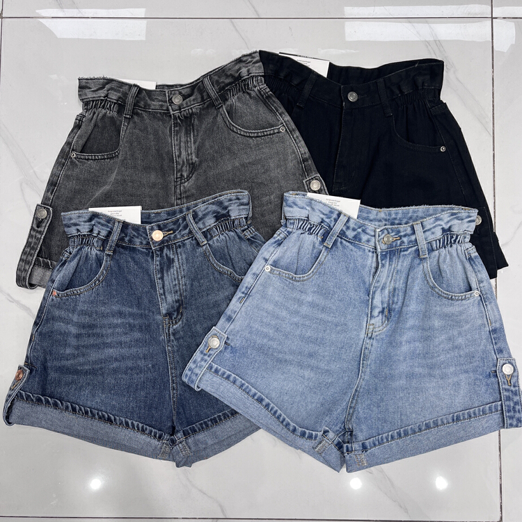 [en Xier] high waist Korean versatile denim shorts (with belt) ef1889# L