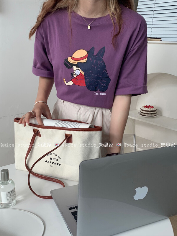 [nice studio] cartoon print personalized short sleeve T-shirt 0721# zxl