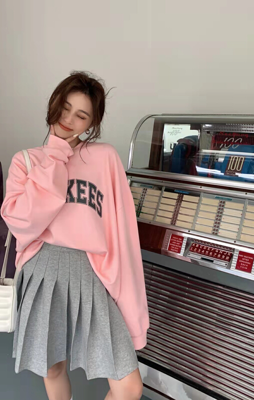 [11An] crew neck loose Print Long Sleeve T-shirt a6353# LSL