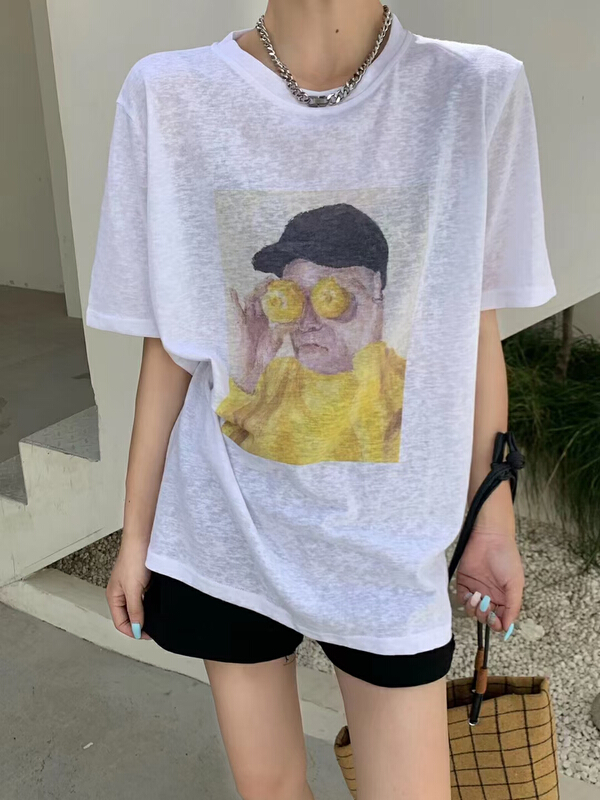 New in early summer! [two percent] linen fashion grandpa short sleeve T-shirt 9927# LSL