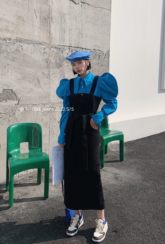 New year in early spring! [t one] Korean style slim suspender skirt (with belt) c10016# LSL