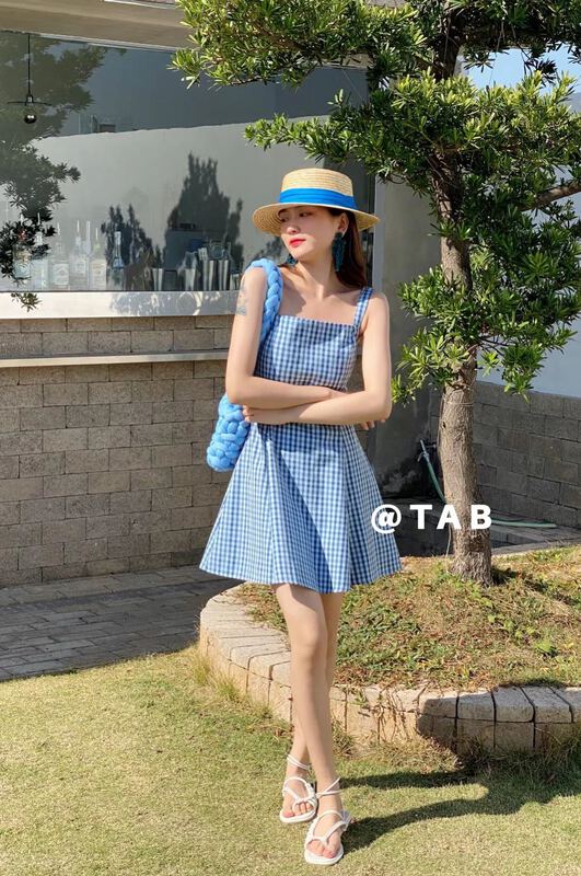 New year in early spring! [tabmini] Plaid versatile slim dress (with belt) c19182-f# jhy